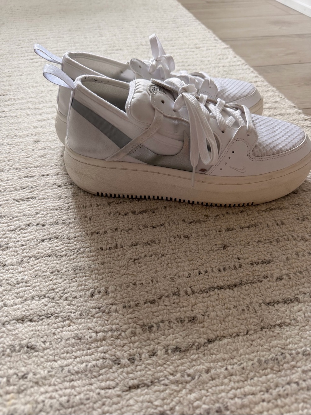 Nike Women’s White and Light Gray Platform Sneakers
